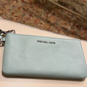 Michael Kors Sky Blue Leather Wristlet